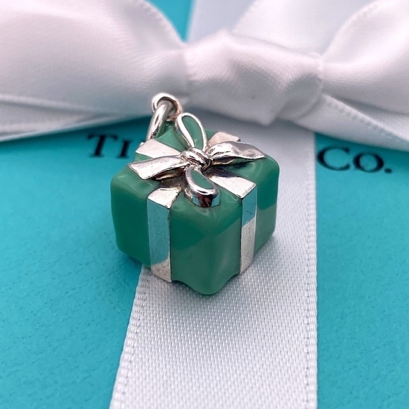 Tiffany & Co. Jewelry - VINTAGE TIFFANY & Co. Silver Blue Enamel Gift Box Charm .925 Authentic pouch